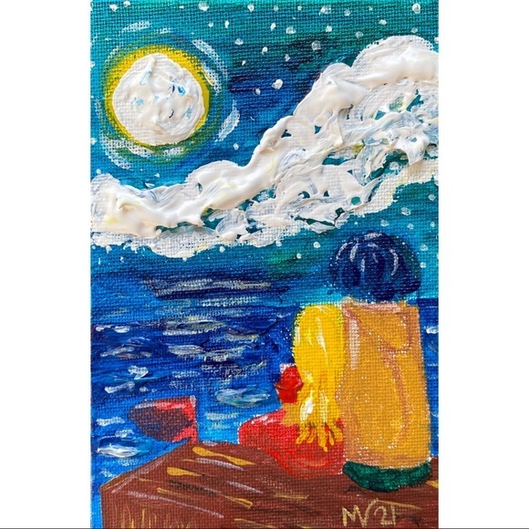 Other - Loving Couple Painting Romantic Original Art Impas